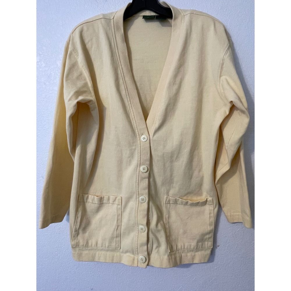 Hunt Club Womens Yellow Button‎ Front Cardigan Sweater Medium Pockets Cotton